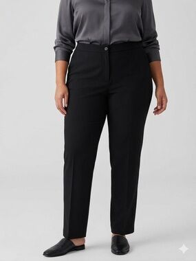 MICHEL STUDIO Black Zip Front Ankle Trousers Size 24